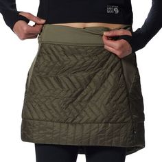 To winterize our hiking leggings, we pull on Mountain Hardwear's Trekkin Insulated Mini Skirt. The ultralight fill keeps our climbing muscles primed for gaining elevation on powder-covered trails, while the chic design moves easily from mountain to pub for some warm-me-up sips. Functional Fitted Hiking Bottoms, Green Bottoms For Outdoor Winter Activities, Functional Winter Bottoms For Outdoor Activities, Functional Lightweight Bottoms For Outdoor Activities, Lightweight Functional Bottoms For Outdoor Activities, Moisture-wicking Fitted Hiking Bottoms, Functional Lightweight Bottoms For Hiking, Functional Nylon Bottoms For Camping, Stretch Bottoms For Outdoor Winter Wear