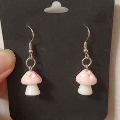 Mushroom Earrings Cute Dangle Earrings With Mushroom Design, Cute Mushroom Design Dangle Earrings, Cute White Earrings With Mushroom Design, Cute White Mushroom Design Earrings, White Dangle Earrings With Mushroom Design, Cute Mushroom Design Dangle Jewelry, White Mushroom Design Drop Earrings, Mushroom Elf, Jewelry Mushroom