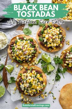 Quick, easy and so flavorful too! These delicious black bean tostadas are perfect for a weeknight meal and are always a huge hit! Try this recipe today or pin it for later Mexican Corn Salsa, Black Bean Tostadas, Salsa Easy, Bean Tostadas, Guacamole Recipe Easy, Easy Sheet Pan Dinners, Salsa Ingredients, Mexican Corn, Easy Guacamole