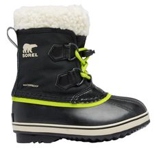 DESIGN: Removable 9 mm washable recycled felt inner boot with Sherpa pile snow cuff 2.5 mm bonded felt frost plug Waterproof nylon upper Seam-sealed waterproof construction Laces are not waterproof DURABILITY & TRACTION: Handcrafted waterproof vulcanized rubber shell with Sorel aero-trac non-loading outsole Outdoor Boots, Kids Boots, Brand You, Kid Shoes, Cold Weather, Kids Shoes, Fun Sports, Felt, Size 10