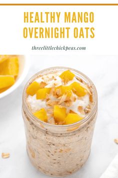 mango overnight oats in a mason jar