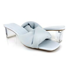 Step Out In Style With These Beautiful Open Edit Women's Cleo Square Toe Slide Sandals In Powder Blue. These Sandals Are Perfect For Any Occasion, Be It A Casual Day Out Or A Party. The Slip-On Design Makes Them Easy To Wear, While The Mid-Height Block Heel Provides Comfort For All-Day Wear. Features/Style: - Slip On - Ope Toe - Clear Block Heel - Twisted Vamp - Material: Fabric Upper Size: 9m Color: Powder Blue Measurements (Approximately): Heel- 2" Condition: Nwt, Has Some Marks From Storing ( Clear Block Heels, Color Powder, Powder Blue, Slide Sandals, New Shoes, Women's Shoes Sandals, Women's Shoes, Womens Sandals, Slip On