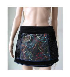 Black Gray Velvet Skirt  Adjustable Waistline Skirt Wrap Cotton Skirt Embroidered Mini Skirt S/M Size > The circumference is adjustable with snaps. > 100% Cotton > Wrap Style Skirts to adjust to almost every size > Unlined NOTE. Actual colors may vary. This is due to the fact that each monitor has different options for displaying colors, and everyone sees these colors in their own way. PLEASE, look the actual measurements in description which are taken by hand and thus show the actual size. Meas Fitted Patchwork Skirt For Festival, Festival Fitted Patchwork Skirt, Fitted Embroidered Black Mini Skirt, Embroidered Mini Skirt For Festival, Mini Rock, Skirt Wrap, Velvet Skirt, Grey Velvet, Cotton Skirt