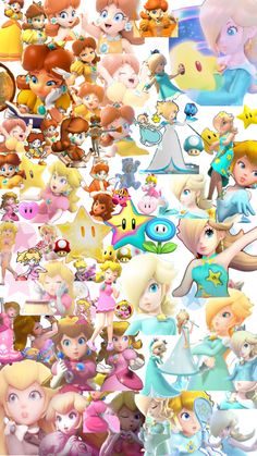 an image of many different princesses in the same style and color, all with their names