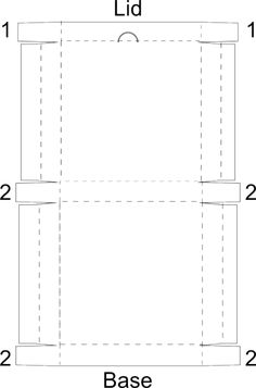 the box is shown with measurements for each side