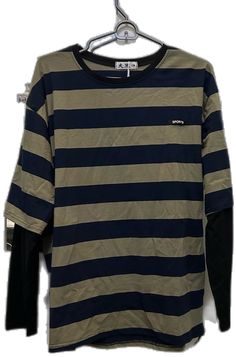 Striped Long Sleeve Tops For Streetwear, Oversized Tops With Graphic Print For Layering, Oversized Graphic Print Top For Layering, Crew Neck Shirt For Layering In Fall, Striped Long Sleeve Streetwear Shirt, Striped Long Sleeve Shirt For Streetwear, Oversized Striped Tops For Streetwear, Green Long Sleeve T-shirt For Layering, Striped Long Sleeve T-shirt For Streetwear