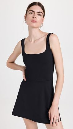 Reformation Active Amy Stretch Active Dress | Shopbop Active Dress, Medical Problems, Stretch Dress, Latest Outfits, Black Stretch, Healthcare Professionals, Square Neckline, Active Wear For Women, Dress Fabric