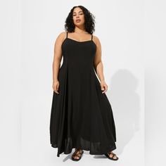 Torrid Trapeze Maxi Dress Black Size 0 New With Tags!! Tall Girl Dresses, Plus Size Skater Dress, Black Beachwear, Red Dress Maxi, Trapeze Dress, Column Dress, Dress Images, Plus Size Summer, Torrid Dresses