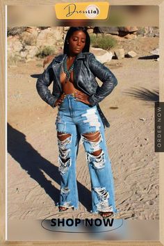 Ripped Holes High Waist Denim Wide Leg Pants Trendy Distressed Bottoms For Fall, Trendy Distressed Pants For Fall, Chic Ripped Bottoms For Streetwear, Edgy Ripped Bottoms For Fall, Chic Ripped Jeans For Streetwear, Non-stretch Edgy Jeans For Streetwear, Edgy Distressed Bottoms For Fall, Fall Edgy Distressed Bottoms, Ripped Non-stretch Pants For Streetwear