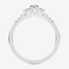 Ring Style: Promise Rings, Side Stone Rings, 3-Stone RingsDiamond Clarity: Si1-Si2Setting: Multi-SettingStone Cut: OvalStone Millimeter Measurement: 3.5 Mm Width, 4.5 Mm LengthDiamond Color: G-HMetal Color: WhiteCenter Stone Weight: 1/5 Ct.Ring Gallery Height: 5mmRing Top Width: 5mmRounded Carat Weight: 1/3 Ct. T.w.Band Width: 2mmCare: Wipe CleanStone Type: 9 Lab Grown DiamondAuthenticity: Lab Grown DiamondMetal: Sterling SilverCountry of Origin: Imported Rings Promise, 7 Rings, Ring Style, Promise Ring, Promise Rings, White Diamond, Stone Rings, Lab Grown, Fashion Rings