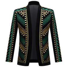 Make a statement with our african embroidered slim fit men's blazer. crafted with high-quality materials and featuring intricate embroidery details, this blazer is perfect for any formal occasion. its slim fit design offers a modern twist to the classic blazer, making it a versatile addition to any wardrobe. shop now and elevate your style game with this unique and eye-catching blazer! Blazer Men Casual, Men Shawl, Casual Blazer Men, African Embroidery, Embroidery Cardigan, Black Blazer Men, Gold Blazer, Striped Suit, Cardigan Blazer