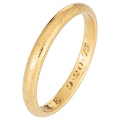 Vintage Cartier wedding band crafted in 18k yellow gold. The classic Cartier band is 3mm wide and ideal worn as a wedding band or ring for everyday wear. The ring is in good condition with light wear evident (light surface abrasions visible under a 10x loupe). We have not cleaned the ring in order to preserve the patina and collector value. Particulars: Weight: 4.2 grams Stones: N/A Size & Measurements: The ring is a size 10 1/4 (can be resized). The band measures 3mm wide (0.11 inches), rising Cartier Wedding Band, Cartier Band, Cartier Wedding Bands, Cartier Wedding Rings, Gold Sign, Wedding Band Sets, Dress Rings, Vintage Cartier, 11 Inches