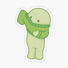 a sticker with an image of a green monster holding a heart in its hands