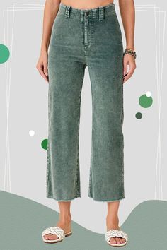 Very comfortable and stretchy corduroy pants. Made from an adaptable fabric featuring high rise, button closure at front, wide leg that hits above the ankle. A 11 Types Of Women, Sheer Fabrics, Corduroy Pants, Cropped Pants, Fabric Care, Black Pants, Stretch Fabric, Casual Pants, Womens Bottoms