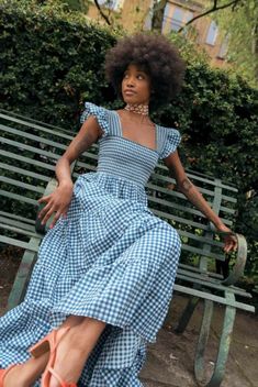 Gingham Shirred Dress, Summer Gingham Dress, Short Dress Sewing Pattern, Check Dress Outfit, Kendall Dress, Gingham Dresses, Summer Gingham, Gingham Outfit, Blue Gingham Dress