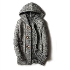 Questions? Leave A Comment Below! Cardigan For Men, Casual Winter Coat, Knitted Cardigans, Mens Fashion Sweaters, Hooded Cardigan Sweater, Style Fitness, Pullover Mode, Cardigan Casual, Fashion Male