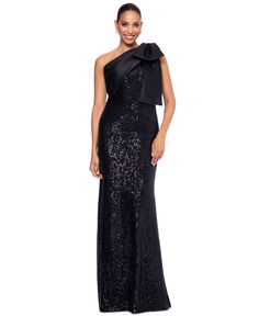 in stock Spring Evening One-shoulder Dress With Bow, Evening V-neck Dress With Bow, Betsy & Adam Dresses, Black Sequined V-neck Maxi Dress, Wedding Slippers, Pants Shirt Men, Sleeveless Gown, Sequin Bow, Sneaker Dress Shoes