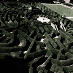 a very large maze in the middle of some grass