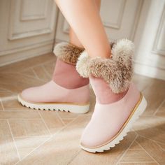 Casual Winter Boots, Women Snow Boots, Snow Boots Winter, Fuzzy Boots, Flat Heel Boots, Casual Ankle Boots, Boot Pulls, Warm Shoes