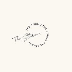 the studio logo is black and white with a handwritten name in cursive writing