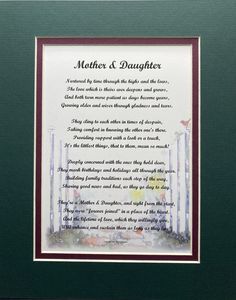 a framed poem is shown in a green frame