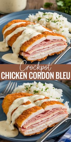 crockpot chicken cordon bleu with gravy on the side