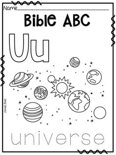 the letter u is for universe coloring page