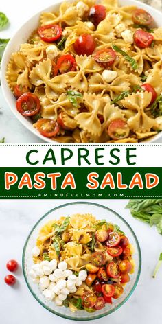 Caprese Pasta Salad is the pasta salad recipe your summer menu needs! Bursting with grape tomatoes and creamy mozzarella and dressed with tangy balsamic vinaigrette, this light and fresh pasta salad is perfect as a make-ahead side dish or light entree. Pasta Salad Tomato Mozzarella, A Present Pasta Salad, Pasta Salad Fresh Mozzarella, Pasta Salad Recipes With Mozzarella Pearls, Bruchetta Pasta Salad Recipe, Easy Caprese Pasta Salad, Capers Pasta Salad, Caprese Orzo Salad, Easy Cold Pasta Salad Recipes Simple Healthy