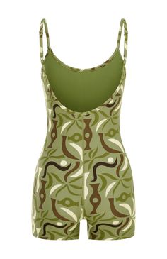 The 'Hawkins' in Canopy print, a versatile piece made for practicality, perfect for ocean dips, catching waves, walking or yoga. This one-piece bodysuit is crafted with your beach adventures in mind. Made from recycled stretch fabric and double-lined, it offers a snug fit that molds to your body, ensuring comfort and confidence throughout your water activities. With adjustable spaghetti straps and a low scooped back, the 'Hawkins' delivers both style and support, allowing you to enjoy the ocean Green Bodysuit For Surfing In Summer, Green Summer Bodysuit For Surfing, Summer Printed Green Bodysuit, Printed Green Summer Bodysuit, Summer Green Printed Bodysuit, Summer Printed Bodysuit For Loungewear, Printed Summer Bodysuit For Loungewear, Summer Printed Loungewear Bodysuit, Green Bodysuit For Surfing In Beach Season