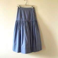 Cornflower Blue Cotton Skirt With Side Button Closure. Hits Above Ankle. Waist 13” Across Measured Flat Hips 17” Across 33” Length Nwt Sorry No Trades. Spring Maxi Skirt With Buttons, Spring Workwear Maxi Skirt With Buttons, High-waisted Light Blue Cotton Skirt, Summer Tiered Skirt With Buttons, Elegant Blue Cotton Skirt, Light Blue Cotton Tiered Skirt, Light Blue Tiered Cotton Skirt, Spring Buttoned Flared Maxi Skirt, H&m Pleated Summer Bottoms