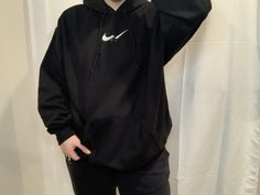 Inspired Nike broken swoosh embroidered on a Gildan HOODIE. The color of this hoodie is ‘black’ and is unisex sizing. Thread color is white. Model is wearing a size large (she is usually a size medium) Please don’t be afraid to message me if you have any questions at all! ❤️ Thank you all for the love and support! Trendy Outfits