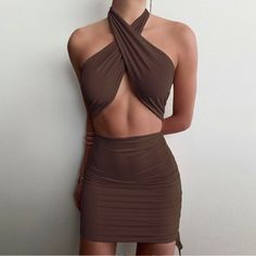 Beautiful Brown Summer Dress. Fabric Is Not See Through. And It’s Stretchy. New Condition. Nwot. It’s Just A Little Big On Me Summer Bodycon Dresses, Cami Maxi Dress, Beach Dresses Summer, Coffee Color, Women Halter, Mini Robes, Mini Dresses For Women, Halter Mini Dress, Summer Party Dress