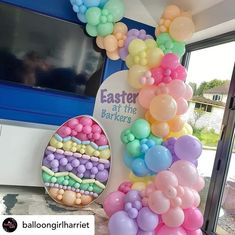 an easter decoration made out of balloons