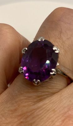 Lovely and delicate huge Bohemian purple color change lab created Alexandrite ring 925 Sterling silver Size 6.5 or 8.25 but can be re sized for you on request, my jeweler charges $10-$20 All rings are shipped in a nice gift box. Check out our over a THOUSAND great reviews Classic Purple Sterling Silver Ring, Purple Ring Stamped 925, Sterling Silver Purple Ring With Large Stone, Classic Purple Amethyst Ring With Vs Clarity, Sterling Silver Purple Ring With Vs Clarity, Sterling Silver Purple Rings With Vs Clarity, Classic Purple Rings Stamped 925, Formal Purple Sterling Silver Ring, Classic Purple Sterling Silver Gemstones