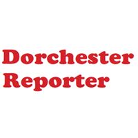 the dorchester reporter logo is shown in red on a white background,