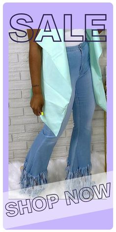 Fashion Casual Blue Fringed Denim Trousers-DY20042113 Strap Pants, Summer Pants, Friends Fashion, Fashion Pattern, Denim Trousers, Straight Pants, Fashion Sexy, Pink Fashion, Blue Fashion