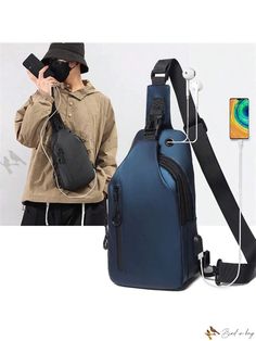 Bird in Bag - Small Backpack in Oxford Cloth Canvas for College Students Casual Chest Bag With Anti-theft Pocket For School, Casual Chest Backpack, Casual Anti-theft Shoulder Bag For Outdoor Activities, Blue Large Capacity Chest Bag For Outdoor Activities, Casual Anti-theft Backpack Shoulder Bag, Casual Anti-theft Shoulder Backpack, Trendy Chest Bag Backpack For Outdoor Activities, Blue School Bag With Anti-theft Pocket, Casual Anti-theft Chest Bag For School