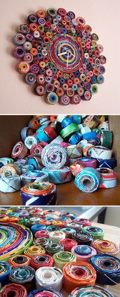 there are many different types of yarns on the table and one is made out of rolls