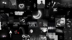 a collage of black and white images with the words sleep late