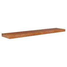 a wooden shelf on a white background