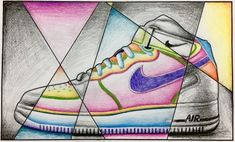 a drawing of a pair of colorful sneakers