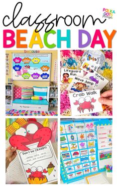 classroom beach day activities and crafts for kids to do with the ocean animals, crabfishs