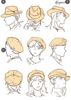 some hats that are drawn in different ways