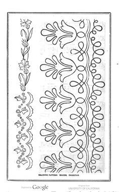 an old book page with different designs on the front and back pages, including flowers