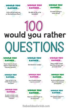 a poster with the words 100 would you rather ask questions?