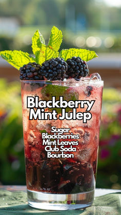 Blackberry Mint Julep Blackberry Cocktail, Kentucky Derby Cocktails, Mint Julep Cocktail, Prickly Pear Margarita, Cocktail Drinks Alcoholic, Cocktail Shots, Refreshing Drinks Recipes, Mint Sprig