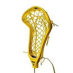 a yellow lacrosse goalie's head on a white background