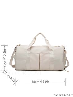 BagForLove - Spacious and Stylish Minimalist Duffel Bag for All Your Essentials Product Description Color White Pattern Type Plain Material Polyamide Style Sporty Strap Type Double Handle Bag Size Medium Composition 100% Nylon Size Chart INCH CM Bag Length Strap Length Bag Width Bag Height Handle Height Size 18.9 inch 39.4 inch 8.7 inch 10.2 inch 7.1 inch one-size Bag Length Strap Length Bag Width Bag Height Handle Height Size 48 cm 100 cm 22 cm 26 cm 18 cm one-size Details Pictures Similar Prod Waterproof Travel Bag, Red Baby, Word Wrap, Sport Bag, Wet And Dry, Black Pattern, Duffel Bag, Shoe Box, Luggage Bags