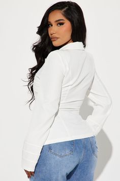 Available In White And Black. Long Sleeve Shirt Button Down Collar Non Stretch Shell: 95% Polyester 5% Spandex Imported | Little Details Padded Shoulder Shirt in White size Small by Fashion Nova Black Long Sleeve Shirt, Shoulder Shirts, Shirt Button, Shirts Blouses, Button Down Collar, White Fashion, Black Long Sleeve, Long Sleeve Shirt, Fashion Nova