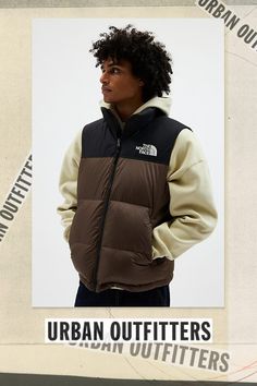 The 1996 Retro Nuptse vest from The North Face offers a boxy silhouette constructed from ripstop recycled nylon, certified-responsible goose down lining with iconic oversized baffles to trap warmth keep you comfortable at all costs. Finished with front zipped pockets, bungee cinch at hem and internal compartment with zip closure. The non-PFC DWR finish keeps you dry. Features The North Face 1996 Retro Nuptse boxy vest Retro style puffer vest from The North Face Quilted fabrication with warm down fill Zip closure front Adjustable drawcord at the hem Content + Care 100% Recycled nylon; certified-responsible goose down fill Machine wash Imported Size + Fit Model in Black is 6'1" and wearing size Medium Measurements taken from size Medium Chest: 48" Length: 26" | The North Face 1996 Retro Nupt The North Face Brown Puffer, Style Puffer Vest, Boxy Vest, Nuptse Vest, The North Face 1996 Retro Nuptse, The North Face 1996, North Face 1996, Men's Shoes Accessories, Brown Fits